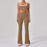 Outdoor Sports Yoga Suits Women's Spaghetti Strap Contrast Color Fitness Set Outfits