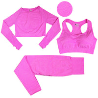 Jacquard Yoga Clothes Three-piece Quick-drying Sports Suit