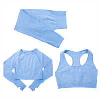 Jacquard Yoga Clothes Three-piece Quick-drying Sports Suit