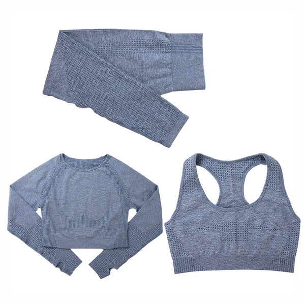 Jacquard Yoga Clothes Three-piece Quick-drying Sports Suit