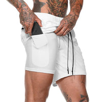 Double-layer Quick Dry Breathable Men's Shorts Exercise Training Running Straight Tube Flat Nickel Shorts