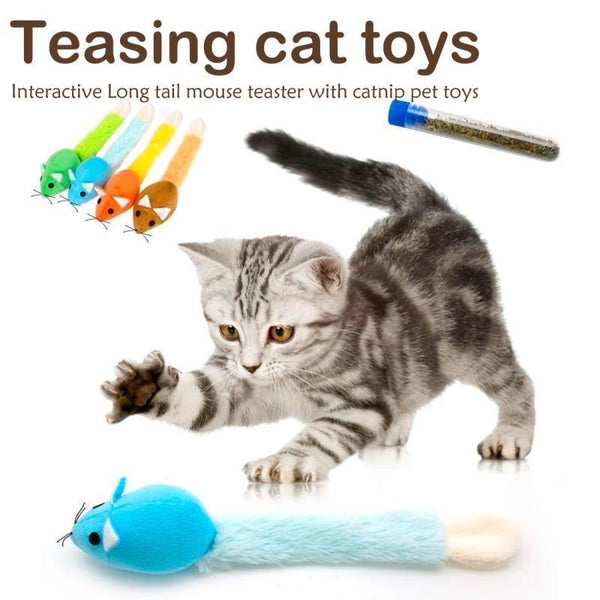 Long Tail Mouse Cat Teaser Toy – Interactive Pet Play Toy