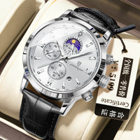 Men's Moon Phase Chronograph Watch - Multi-Function Luxury Timepiece