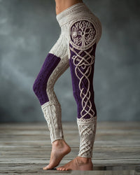 Retro 3D Digital Print Women's Casual Leggings