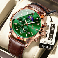 Men's Moon Phase Chronograph Watch - Multi-Function Luxury Timepiece