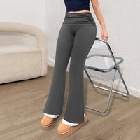 Knit Leggings With A Ruched Fold-over Waistband