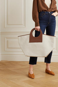 Trendy Leather Canvas Panel Bag