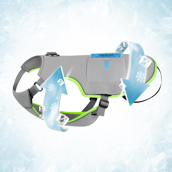 Reflective Dog Cooling Vest with Ice Packs for Hot Weather