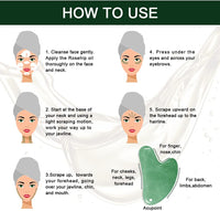 Jade Gua Sha Facial Massage Tool Set with Rosehip Oil and Travel Pouch