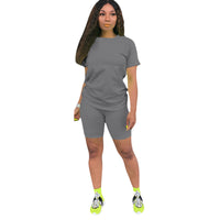 Solid-color Sportswear Casual Two-piece Set