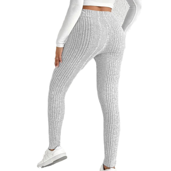 Autumn New Arrival Plus-Size Casual Striped Ribbed Tight-Fit Trousers