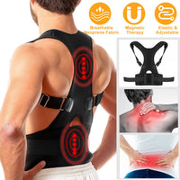 Magnetic Posture Corrector Back Support Belt – Adjustable Shoulder & Lumbar Brace