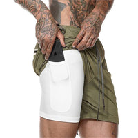 Double-layer Quick Dry Breathable Men's Shorts Exercise Training Running Straight Tube Flat Nickel Shorts