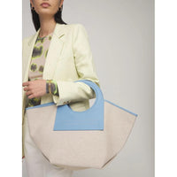 Trendy Leather Canvas Panel Bag