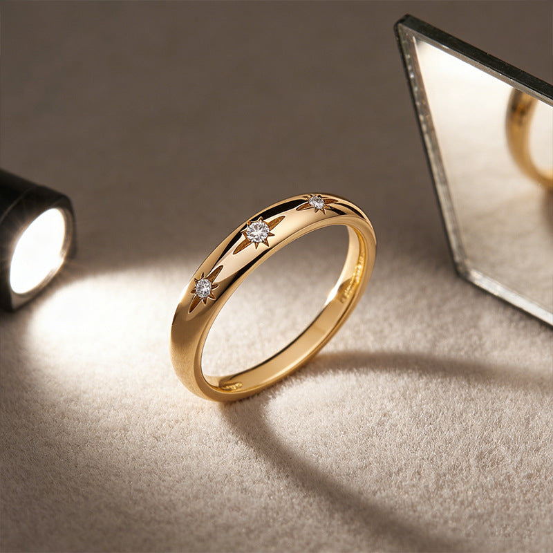Colored Birthstone Ring With Gold Plated Star Radiance