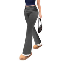 Knit Leggings With A Ruched Fold-over Waistband