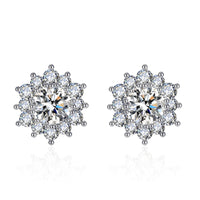 Elegant Full-diamond Snowflake Stud Earrings Pendant Necklace And Ring Jewelry Set