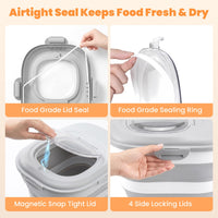Pet Food Storage Container with Clear Window Wheels and Scoop