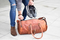 Round Leather Duffle Bag