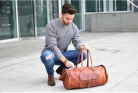Round Leather Duffle Bag