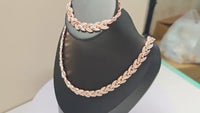 2PCS Glass Leaf Necklace Set Elegant Rhinestone Chain Necklace Bracelet For Women Fashion Luxury Jewelry Set